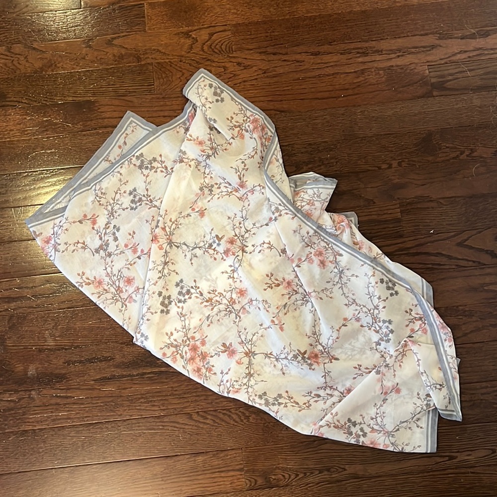 Dusty blue and pink floral scarf
